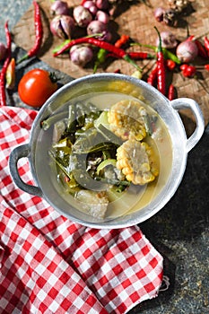 Sayur lodehÂ is anÂ IndonesianÂ vegetable soupÂ prepared fromÂ vegetablesÂ inÂ coconut milk